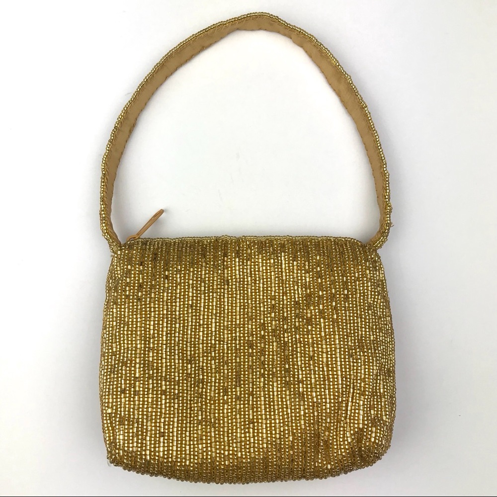 La Regale Gold Beaded Handbag Wristlet Clutch Bag - Picture 1 of 8